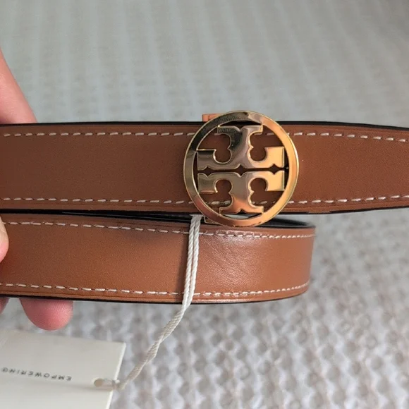 Tory Burch Brown Leather Belt with Gold Buckle - Picture 2 of 10